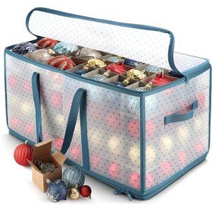 Large Christmas Ornament Storage Box With Adjustable Dividers -  Plastic